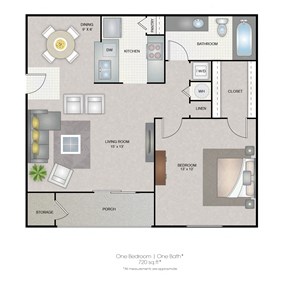 Floorplan Photos Gallery Park Avenue Apartments Tampa Florida One Bedroom 720sf